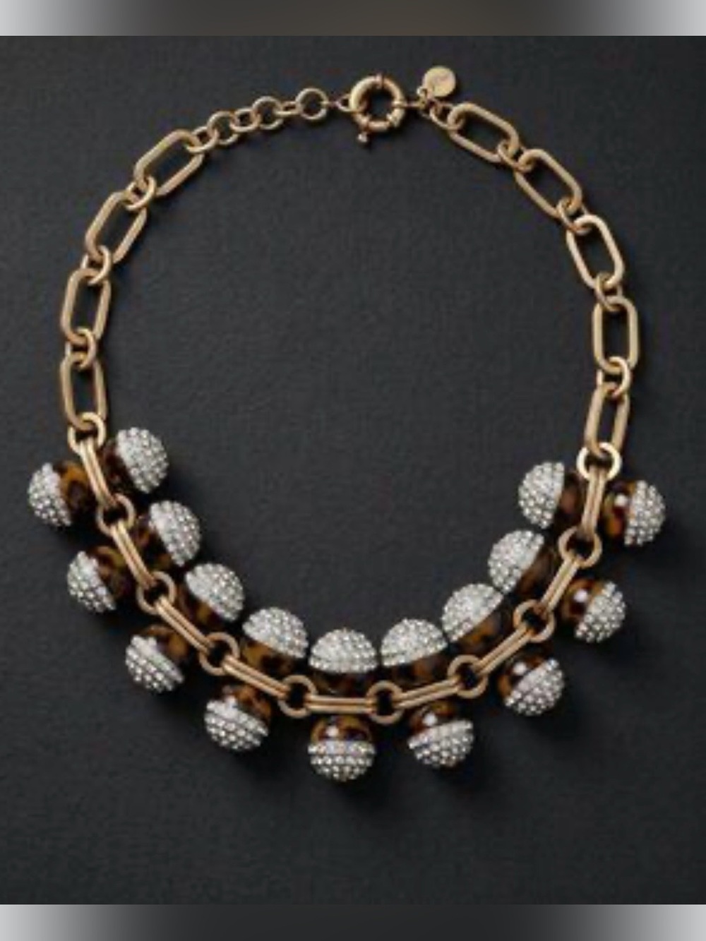 Jcrew Crystal Embellished Black Bead Statement Necklace